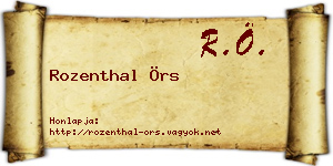 Rozenthal Örs névjegykártya